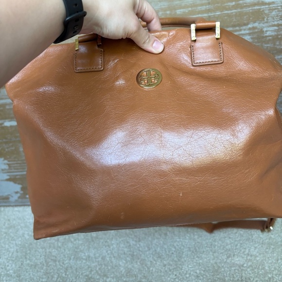 Tory Burch Dena Crossbody Purse Brown Leather Preppy Classic Gold Hardware - Picture 3 of 16